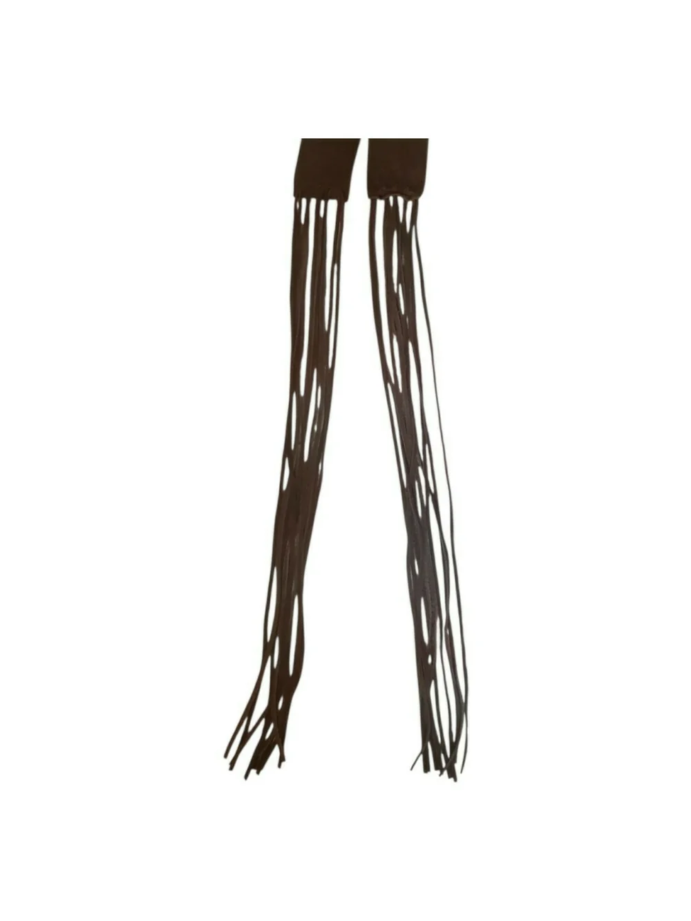 Brown tie leather floral fringe waist belt - Women Accessories